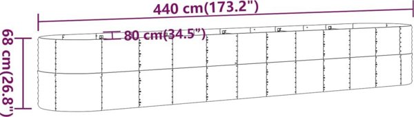 vidaXL Γλάστρα κήπου από βαμμένο φύλλο χάλυβα 440x80x68 cm καφέ