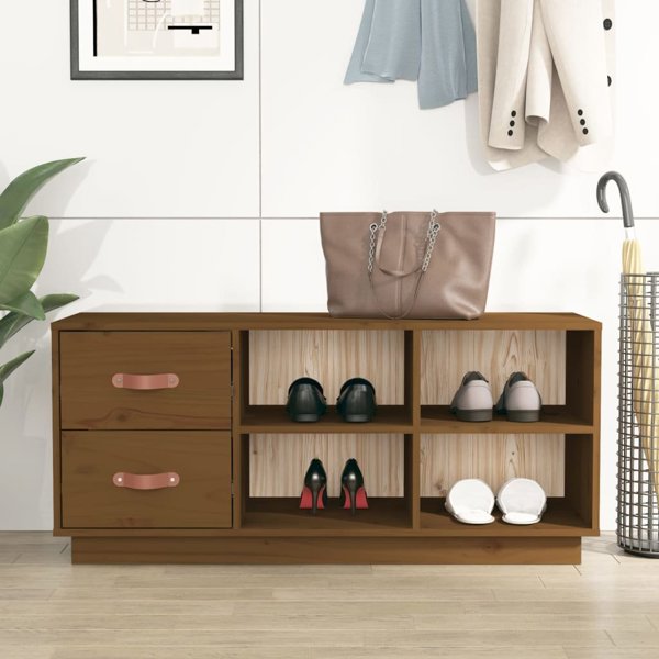vidaXL Szafka na buty, miodowy braz, 100x34x45 cm, lite drewno sosnowe