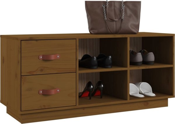 vidaXL Szafka na buty, miodowy braz, 100x34x45 cm, lite drewno sosnowe