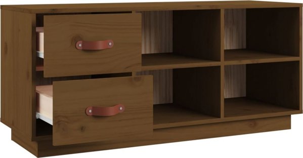 vidaXL Szafka na buty, miodowy braz, 100x34x45 cm, lite drewno sosnowe