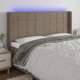 vidaXL Κεφαλάρι κρεβατιού με LED, ταουπ, 163x16x118/128 εκ, ύφασμα