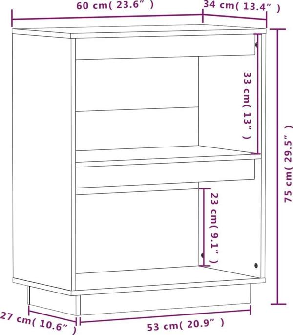 vidaXL Ντουλάπι, μελί καφέ, 60x34x75 εκ., συμπαγές ξύλο πεύκου