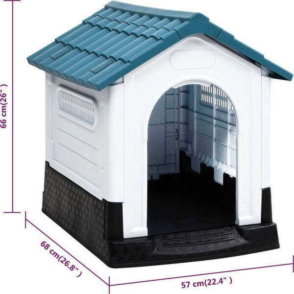 vidaXL vidaXL Buda dla psa, niebieska, 57x68x66 cm, polipropylen