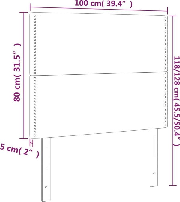vidaXL Κεφαλάρι κρεβατιού, σετ 2 τεμ., μαύρο, 100x5x78/88 εκ., τεχνητό δέρμα
