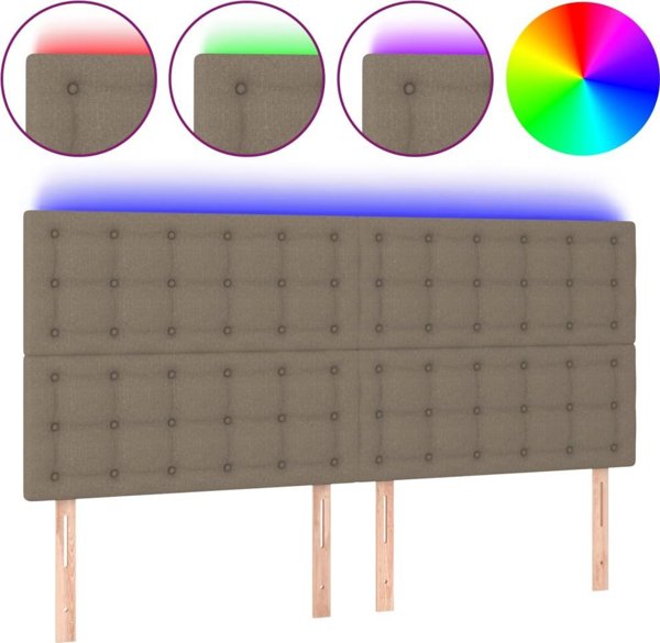 vidaXL Προσκέφαλο για κρεβάτι με LED, taupe, 180x5x118/128 cm, ύφασμα