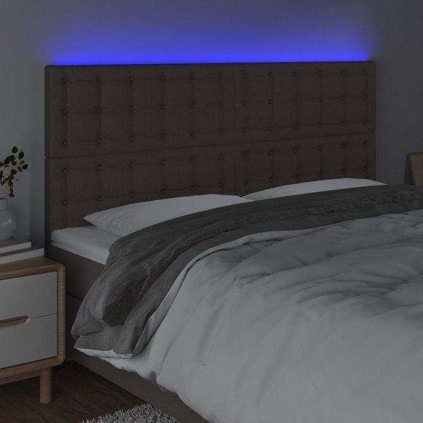 vidaXL Προσκέφαλο για κρεβάτι με LED, taupe, 180x5x118/128 cm, ύφασμα