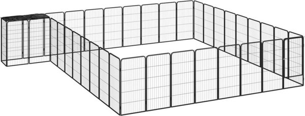 vidaXL Kojec dla psa, 38 paneli, czarny, 50x100 cm, stal
