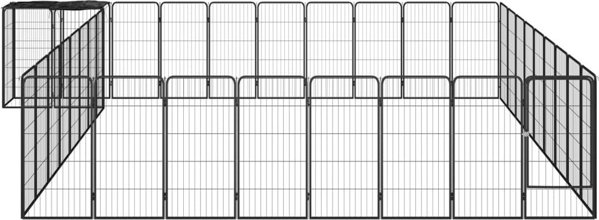 vidaXL Kojec dla psa, 38 paneli, czarny, 50x100 cm, stal
