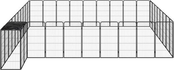 vidaXL Kojec dla psa, 38 paneli, czarny, 50x100 cm, stal