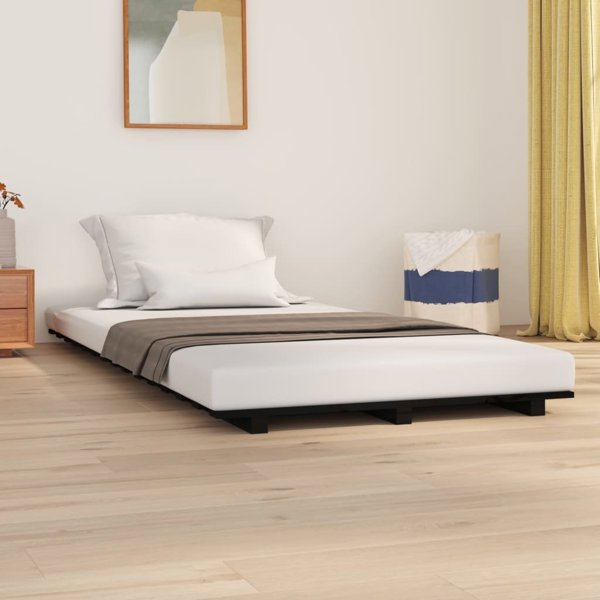 vidaXL Σκελετός κρεβατιού, μαύρος, 90x190 εκ., μασίφ πεύκο