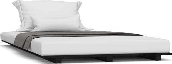 vidaXL Σκελετός κρεβατιού, μαύρος, 90x190 εκ., μασίφ πεύκο