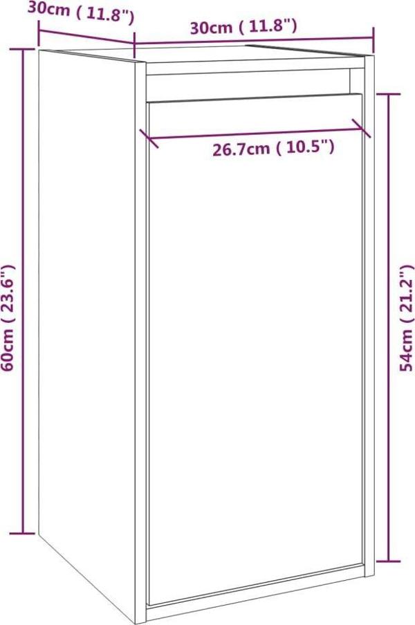 vidaXL Szafka τοίχου, 30x30x60 cm, μασίφ πεύκο