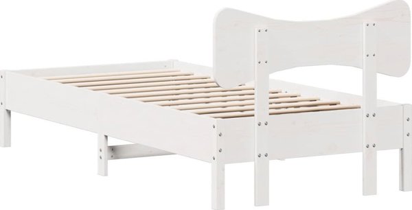 vidaXL Λευκή Κορνίζα Κρεβατιού, 100x200 cm, Μασίφ Πεύκο