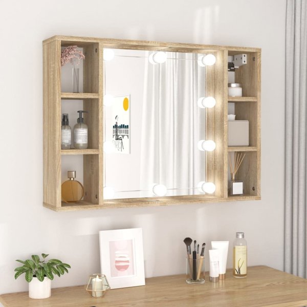 Szafka z lustrem i oswietleniem LED dab sonoma 76x15x55 cm