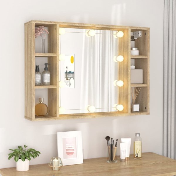 Szafka z lustrem i oswietleniem LED dab sonoma 76x15x55 cm