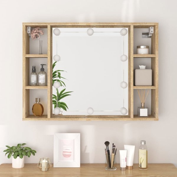 Szafka z lustrem i oswietleniem LED dab sonoma 76x15x55 cm