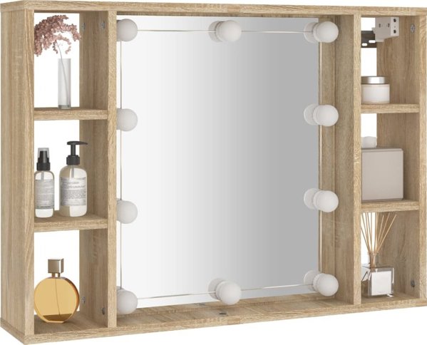 Szafka z lustrem i oswietleniem LED dab sonoma 76x15x55 cm