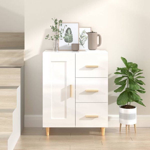 vidaXL Ντουλάπι, λευκό γυαλιστερό, 69,5x34x90 εκ, υλικό ξύλου