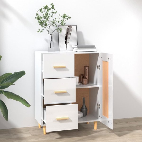 vidaXL Ντουλάπι, λευκό γυαλιστερό, 69,5x34x90 εκ, υλικό ξύλου
