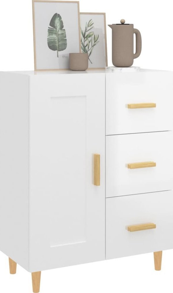 vidaXL Ντουλάπι, λευκό γυαλιστερό, 69,5x34x90 εκ, υλικό ξύλου