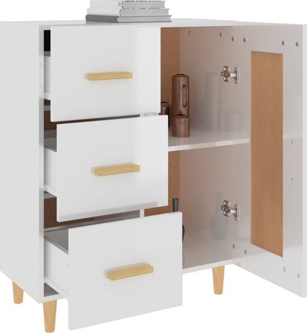 vidaXL Ντουλάπι, λευκό γυαλιστερό, 69,5x34x90 εκ, υλικό ξύλου