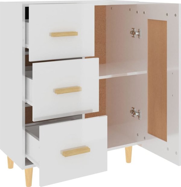 vidaXL Ντουλάπι, λευκό γυαλιστερό, 69,5x34x90 εκ, υλικό ξύλου