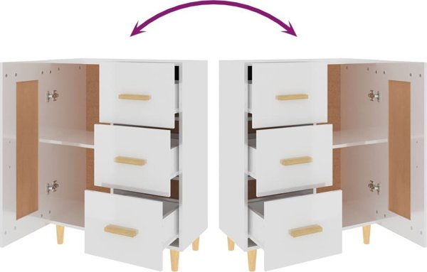vidaXL Ντουλάπι, λευκό γυαλιστερό, 69,5x34x90 εκ, υλικό ξύλου