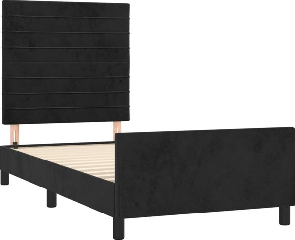 vidaXL Κρεβάτι Rama με κεφαλάρι μαύρο 100x200 cm βελούδινο