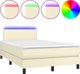 vidaXL Κρεβάτι κοντινεντάλ με LED και στρώμα, κρεμ απόχρωση, οικοδερμα 120x200cm