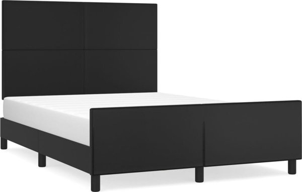 vidaXL Rama κρεβατιού με κεφαλάρι, μαύρο, 140x200 cm, με τεχνητό δέρμα