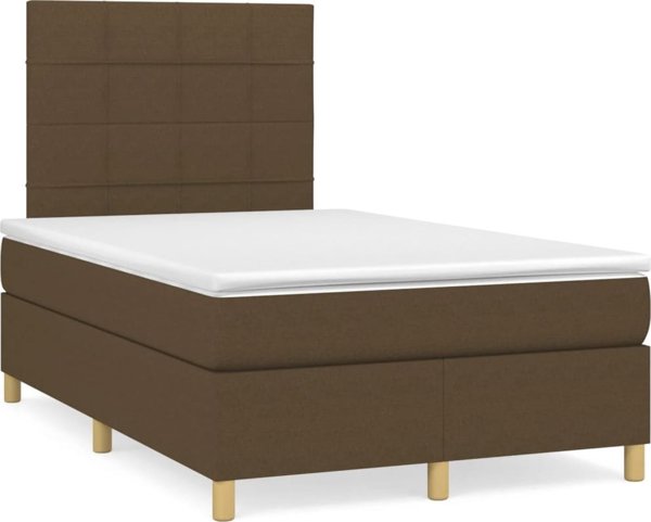 vidaXL Κρεβάτι Continental με στρώμα, καφέ, ύφασμα, 120x200 cm