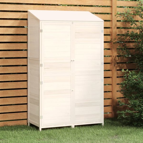 vidaXL Szopa ogrodowa, λευκή, 102x52x174,5 εκ, από μασίφ ξύλο έλατου