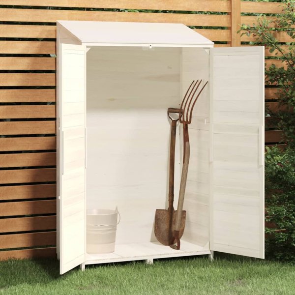 vidaXL Szopa ogrodowa, λευκή, 102x52x174,5 εκ, από μασίφ ξύλο έλατου