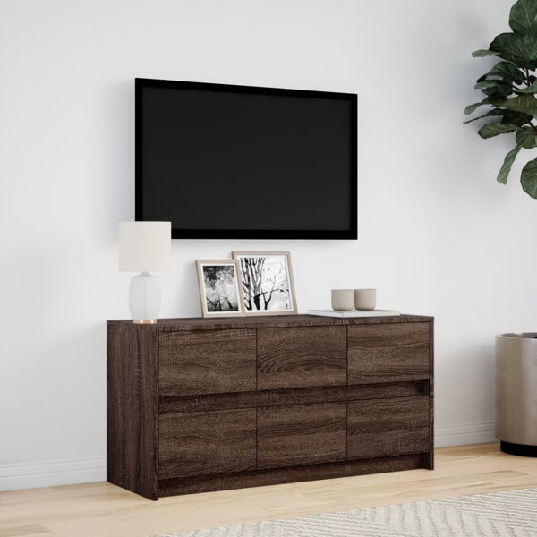 vidaXL Έπιπλο τηλεόρασης με LED, καφέ δρυς, 100x34x50 εκ.