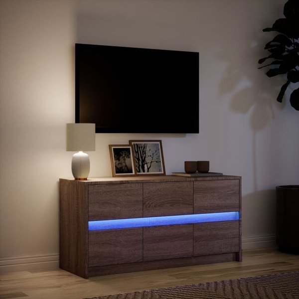 vidaXL Έπιπλο τηλεόρασης με LED, καφέ δρυς, 100x34x50 εκ.