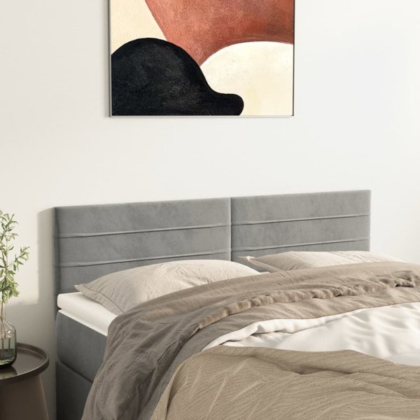 vidaXL Προσκέφαλα κρεβατιού, 2 τεμ., γκρι, 72x5x78/88 cm, βελούδινα