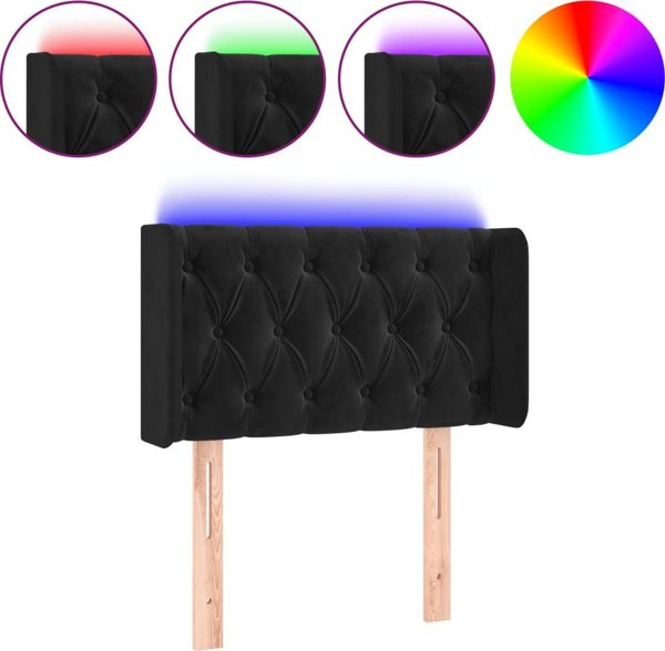 vidaXL Zaglowek do lozka z LED, czarny, 83x16x78/88 cm, aksamit