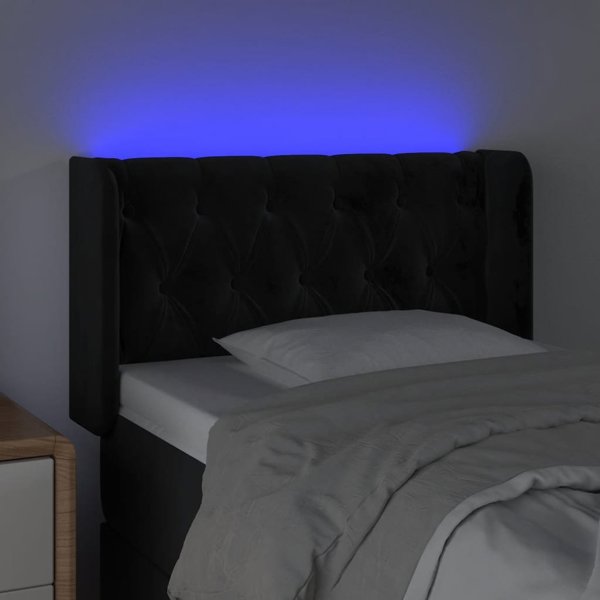 vidaXL Zaglowek do lozka z LED, czarny, 83x16x78/88 cm, aksamit