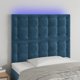 vidaXL Zaglowek do lozka z LED, ciemnoniebieski, 100x5x118/128 cm