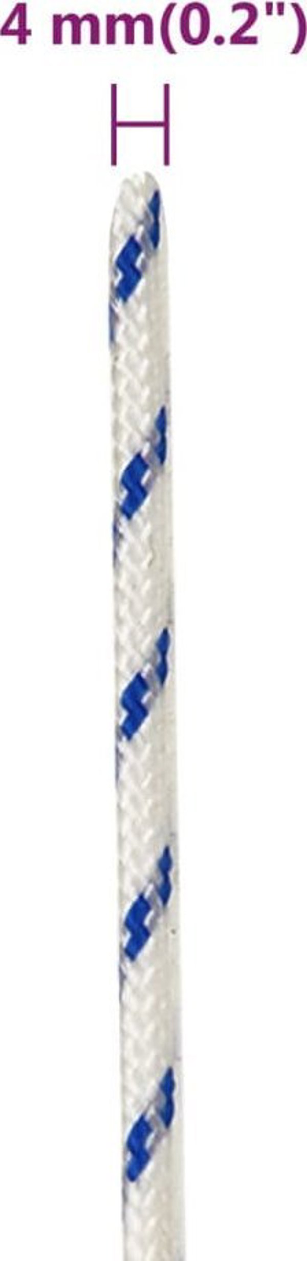 vidaXL Ναυτικό σχοινί λευκό, 4 mm, 250 m, πολυπροπυλένιο