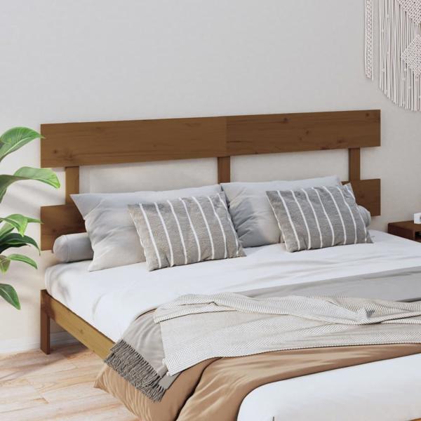 vidaXL Κεφαλάρι κρεβατιού καφέ 204x3x81 cm από μασίφ πεύκο