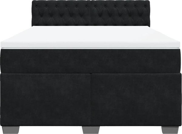 vidaXL Κρεβάτι Κοντινένταλ με Στρώμα Μαύρο Βελούδο 140x200 εκ