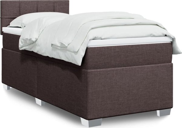 vidaXL Κρεβάτι Continental με στρώμα, καφέ, ύφασμα, 100x200 cm