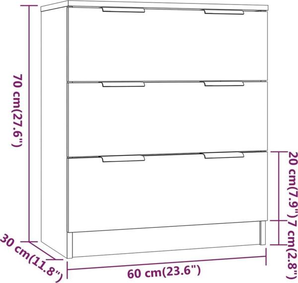 vidaXL Κομότα, λευκή, 60x30x70 εκ., σύνθετο ξύλο