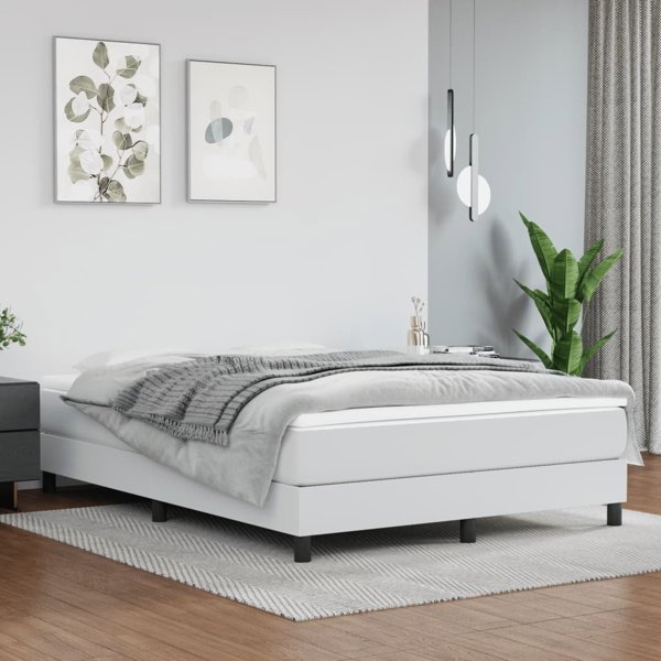vidaXL Materac kieszeniowy, λευκός, 140x190x20 cm, συνθετικό δέρμα