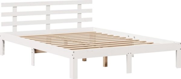 vidaXL Rama κρεβατιού με συρτάρια, λευκή, 120x200 cm, πεύκο
