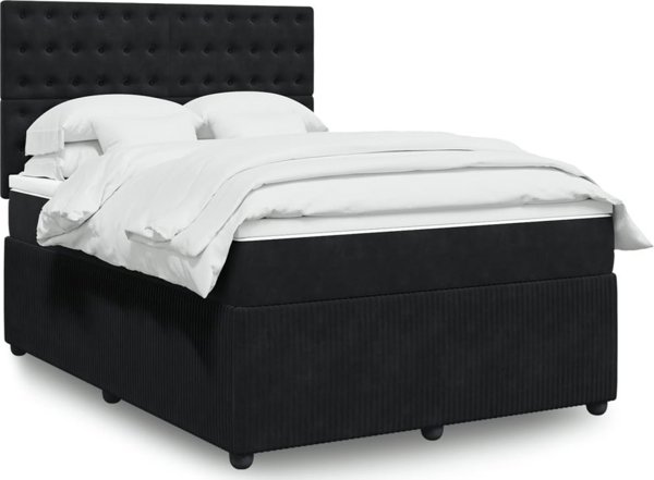 vidaXL Κρεβάτι continental με στρώμα, μαύρο, βελούδο, 140x190 εκ.