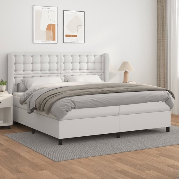 vidaXL Κρεβάτι Continental με στρώμα, λευκό, οικοδερμα 200x200 εκ
