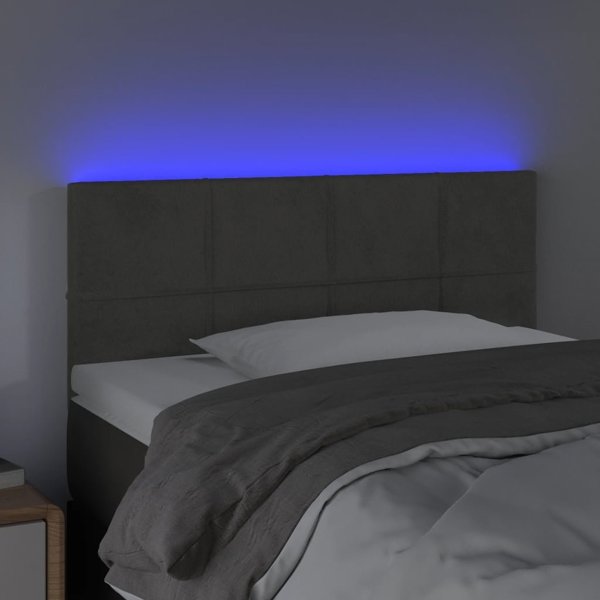 vidaXL Κεφαλάρι Κρεβατιού με LED, Σκούρο Γκρι, 100x5x78/88 cm, Βελούδο