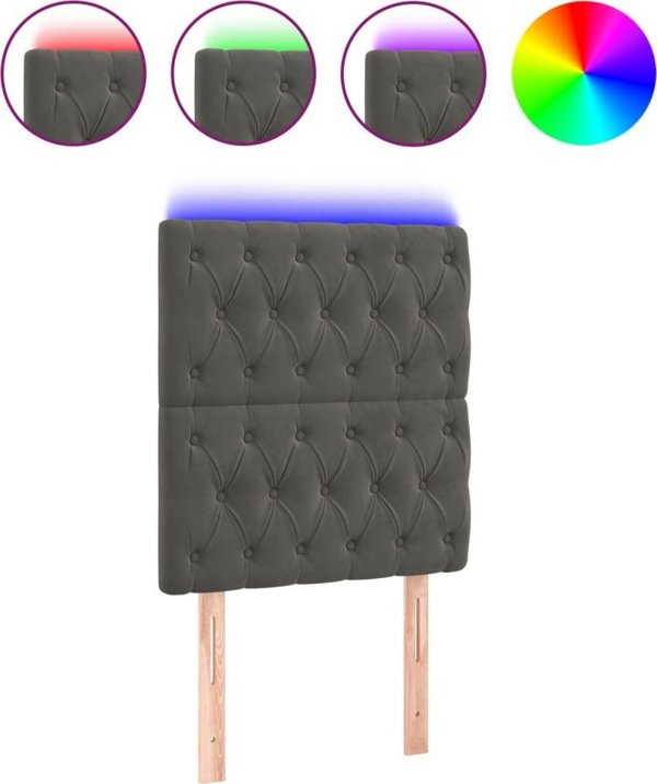 vidaXL Zaglobek do lozka z LED, ciemnoszary, 80x7x118/128 cm, aksamit